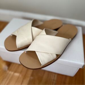 Everlane Cream Leather Cross Strap Sandals